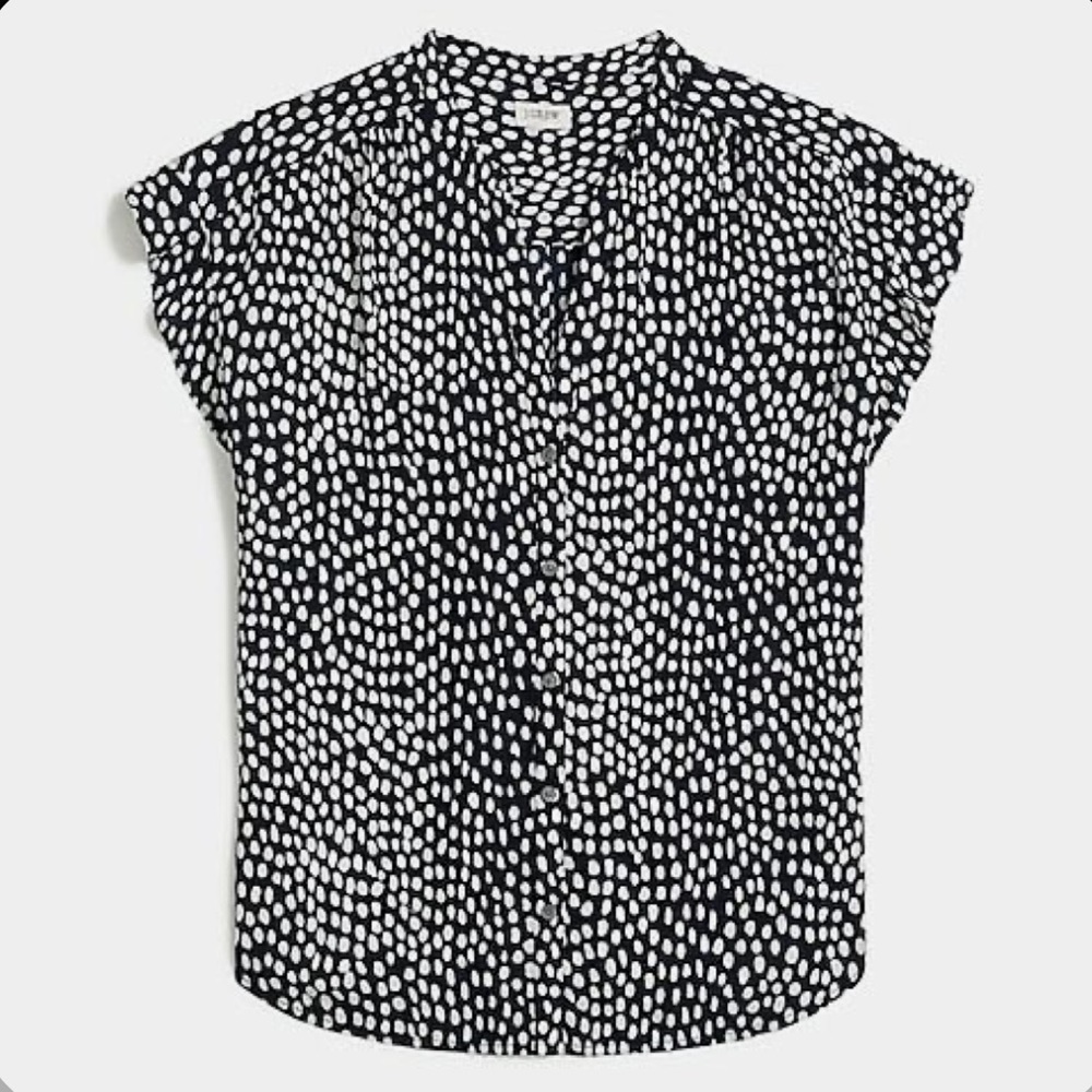 J. Crew• Leopard ruffle-sleeve camp shirt• NWT!